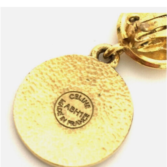 🔥🌟CELINE VINTAGE GOLD 🥇TONE CLIP ON EARRINGS SERIAL # AB1 - Picture 15 of 17